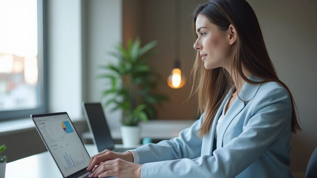 Pessoa aprendendo sobre educação financeira em computador portátil com gráficos de crescimento
